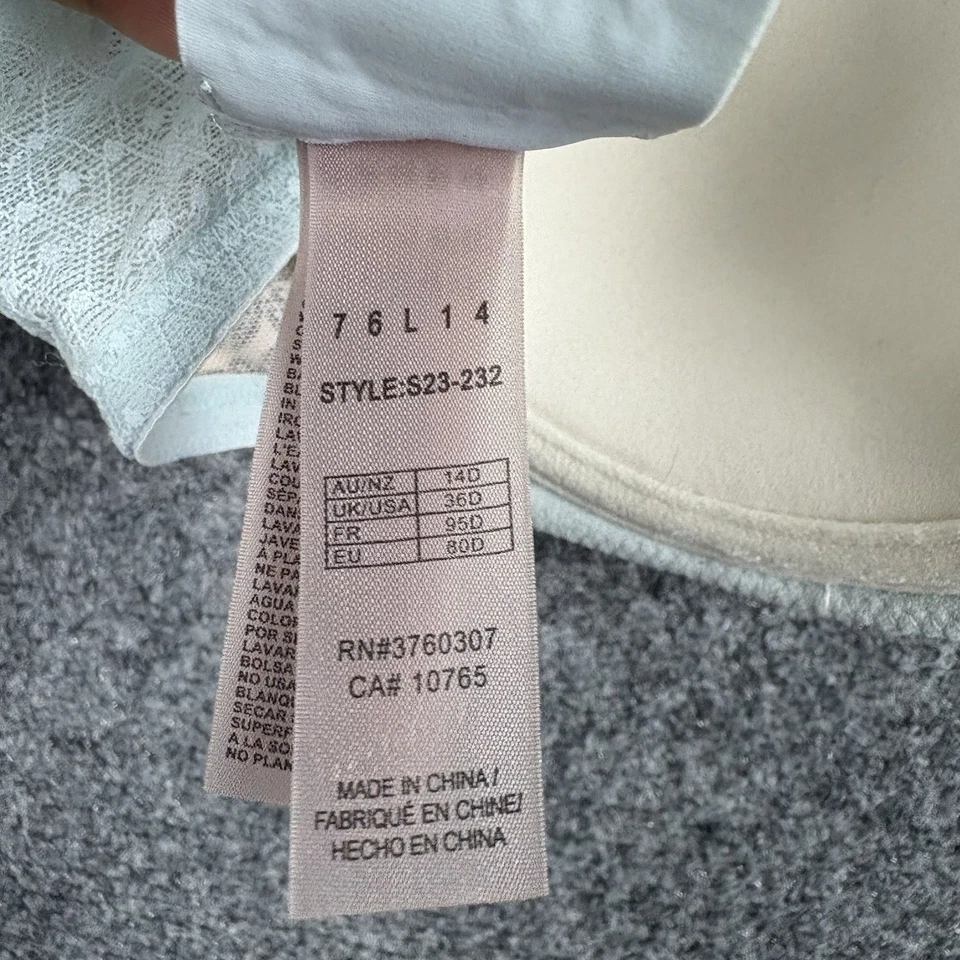 Sujetador Stella Mccartney Balconette Talla 36D Estampado de Hojas Azul Negro Con Aros Foto 4 de 4