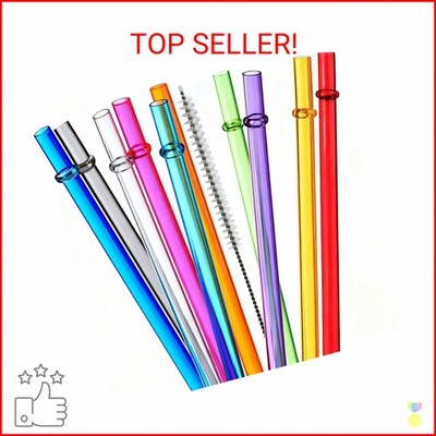 ALINK 10.5 in Long Reusable Plastic Straws with Brush, Tritan Hard Plastic Tumbl