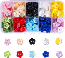 300Pcs Flower Shape Resin Buttons for Sewing DIY Crafts Projects,10 Colors