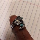 Moon, Flower, Horseshoe Inlaid Turquoise Water drop Shape Ring Adjustable. — photo 2