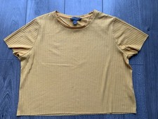 Womens Primark Yellow Ribbed Ahort Sleeve T-shirt UK Size 14-16