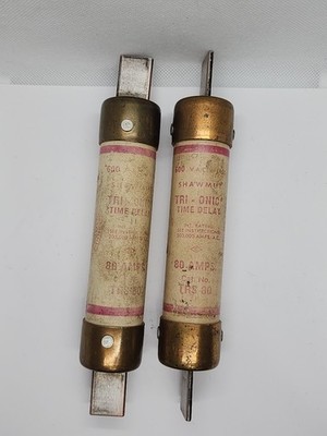 Lot of 2 - SHAWMUT TRS-80 600V 80A TRI-ONIC TIME-DELAY FUSE [RC 9-2]