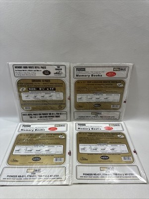 Lot of 4 Pioneer 8 1/2 x11 Top Loading White Memory Book Refill Pages RW-85 NEW