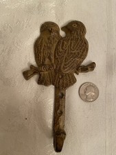 Vintage METAL WALL HOOK Pair of Birds Seated on a Branch
