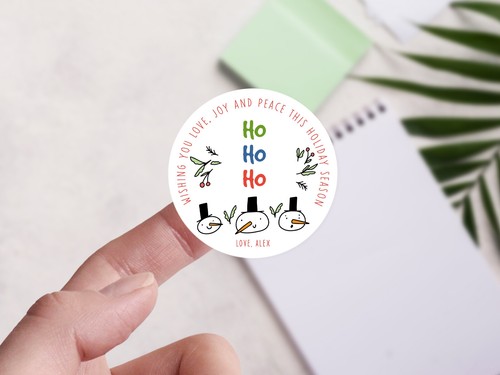 Personalised Christmas round sticker labels, custom stickers - Picture 6 of 7