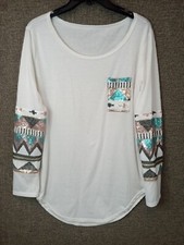 Long Sleeve Blouse Medium Glitter Pocket And ...