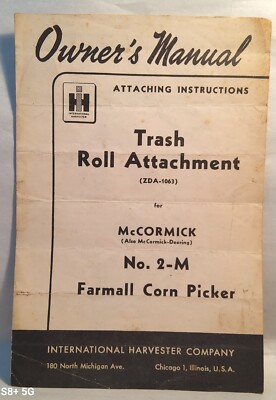 1949 McCormick Manual, Trash Rolling Attach, No 2 M, Farmall Corn Picker. 10-22
