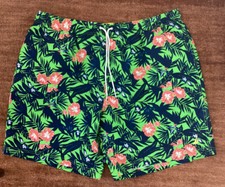 New NAUTICA Men Swim Short 2XL Green Tropical Hawaiian Flowers Lined 9 Ins NWOT