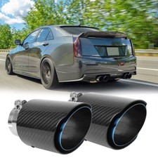For Cadillac ATS CTS CTS V Carbon Dual 2.5"Inlet 3.5"Out Exhaust Tips Slant Cut