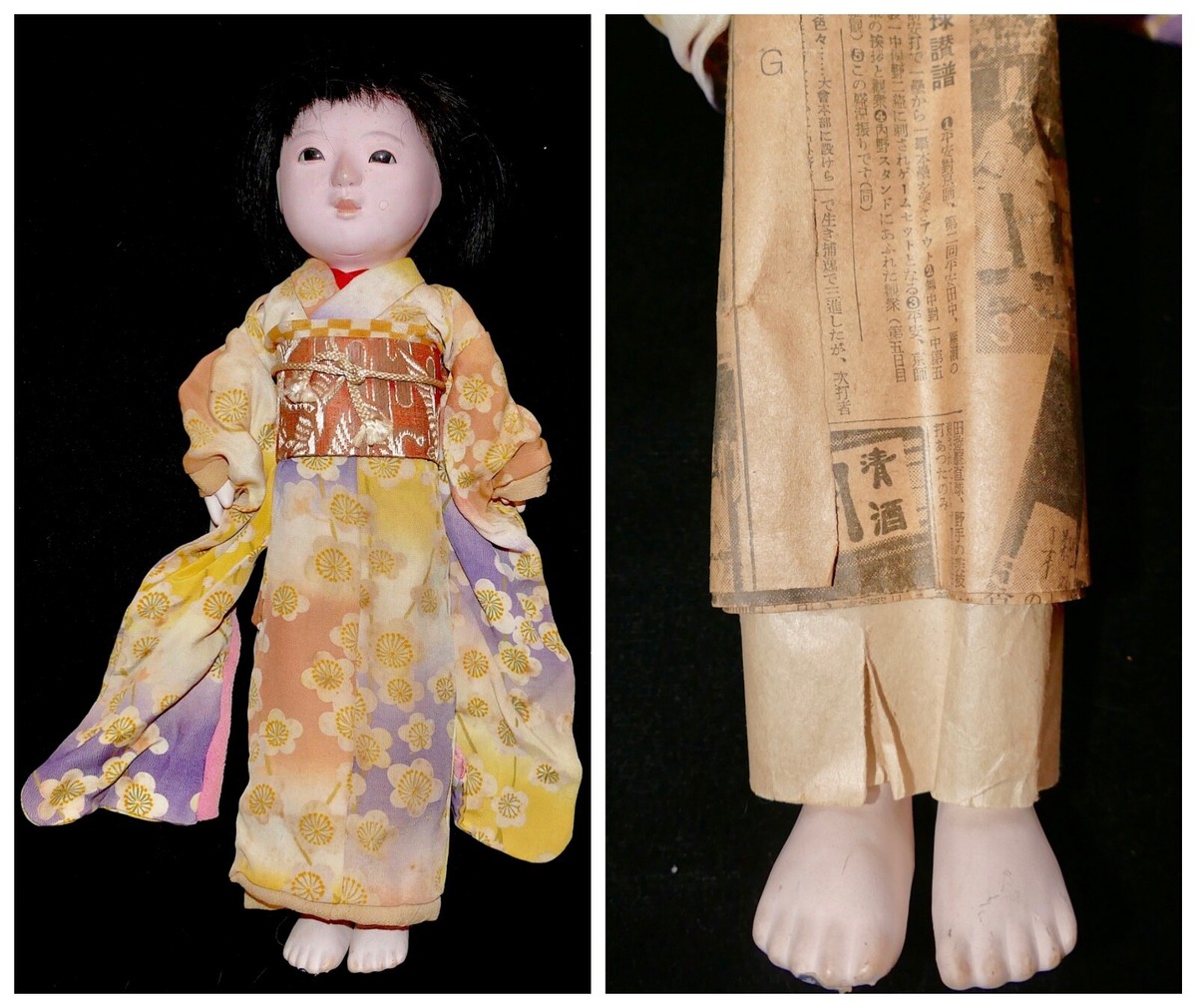1930's Japanese Ichimatsu 市松人形 Torey Ninguo Gofun Girl Doll+