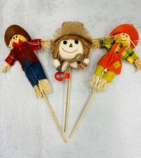 3 Scarecrow Floral Picks Fall Thanksgiving Home Table Decor Arrangements