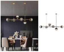 Lampadario sospensione bolle 6 sfere attacco E27 trasparenti in vetro lampada da