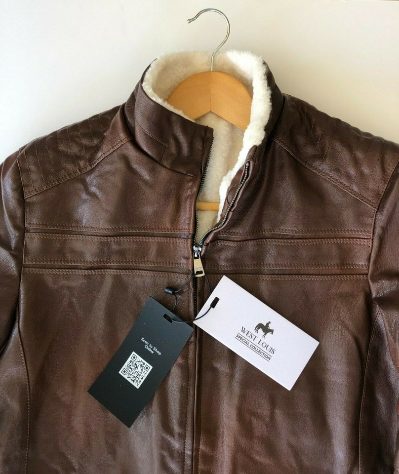 WEST LOUIS WILD WEST FAUX LEATHER JACKET Size M (NWT) BROWN **FREE