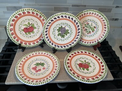 ( 5 ) STRATA GROUP Fresh N' Fruity Handpainted Salad Plates 8 1/2  Philippines