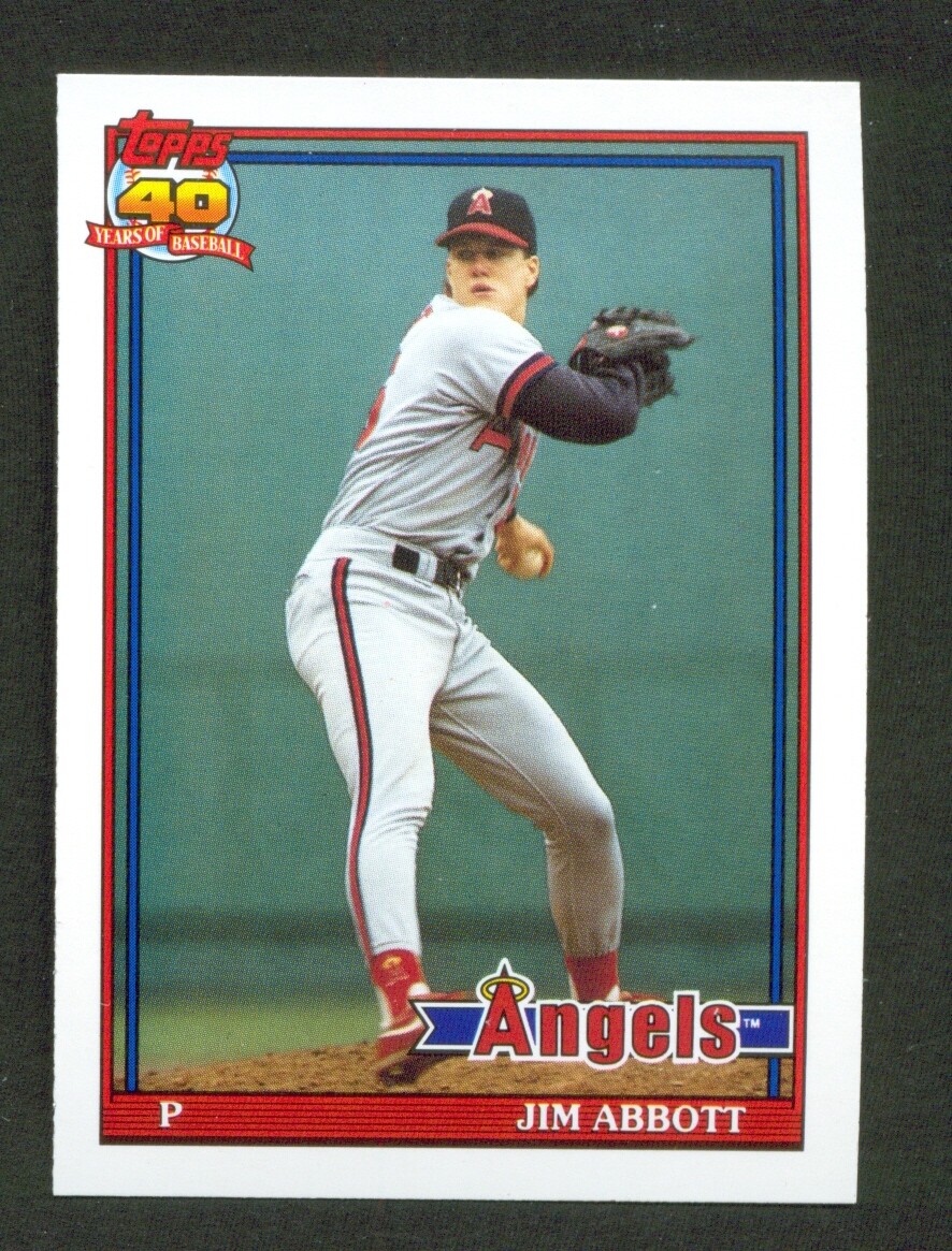 1991 O-PEE-CHEE #285 JIM ABBOTT California ANGELS Flint MICHIGAN Nm-Mt+