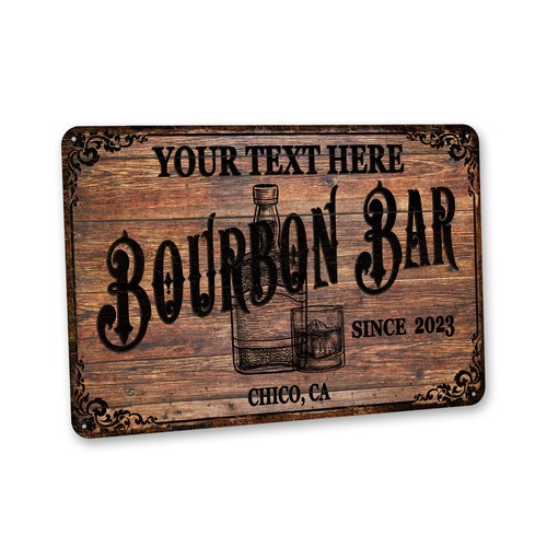 Vintage Bourbon Street Metal Sign - 12x8 Inch Rustic Wall Decor For Home Bar & Man Cave