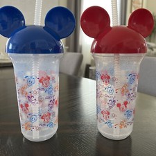 Mickey Mouse Cups With Straws one red and one blue . price is for 2