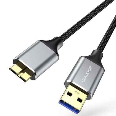 CLAVOOP USB A 3.0 to Micro B Cable 1.5 FT External Hard Drive Cable