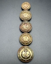 FIVE VINTAGE/ANTIQUE? MILITARY METAL BUTTONS WITH ANCHORS - NAVY? - L660