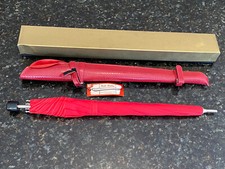 MCM UMBRELLA RED/BLACK- VINTAGE - New Old Stock REDI-BRELLA PLASTICRAFT Small