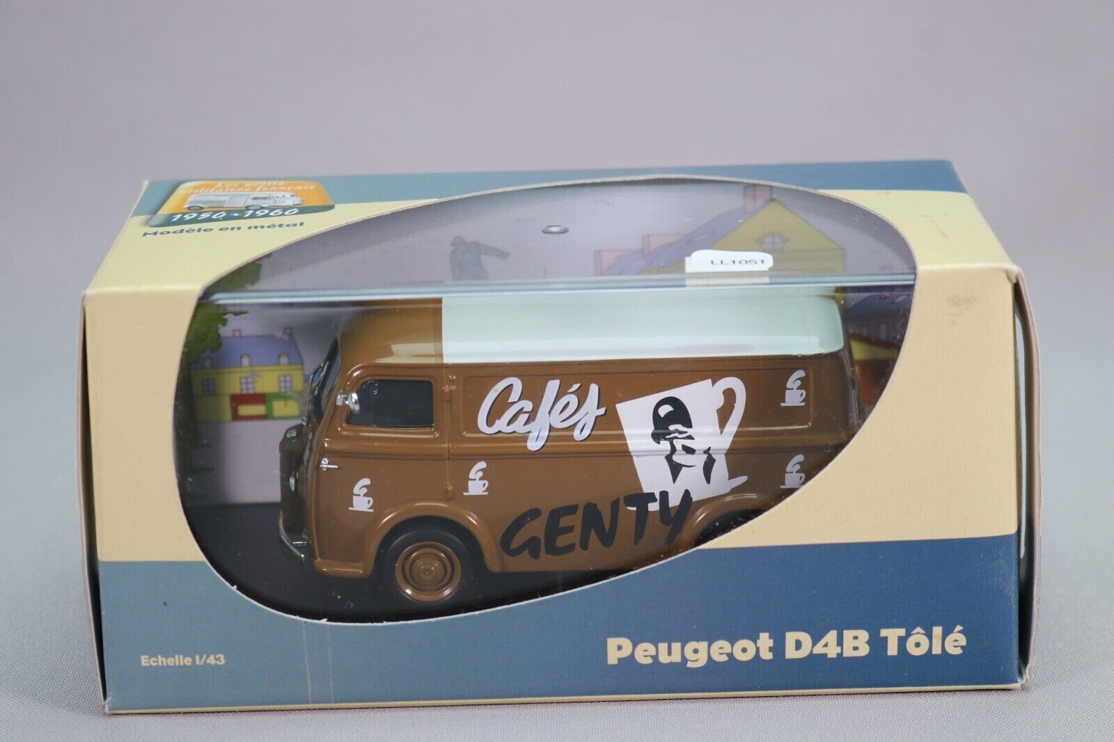 Camionnette Peugeot D4B tôle Cafés Genty miniature Eligor au 1/43 pour collectionneur