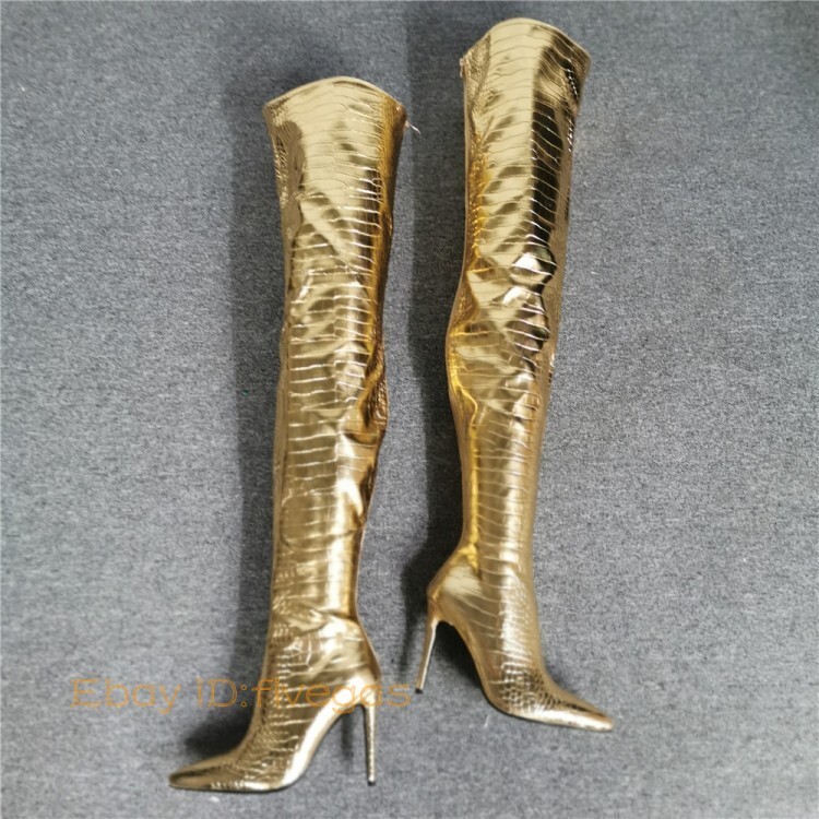 BEST BODY ゴールド ハイヒール 25 Amazon.com | Elbslutt Women's Metallic Thigh High Boots