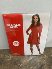 Fit Flare Red Dress Womens Costume Play Prop Dress Cosplay Fits Up to Size 8