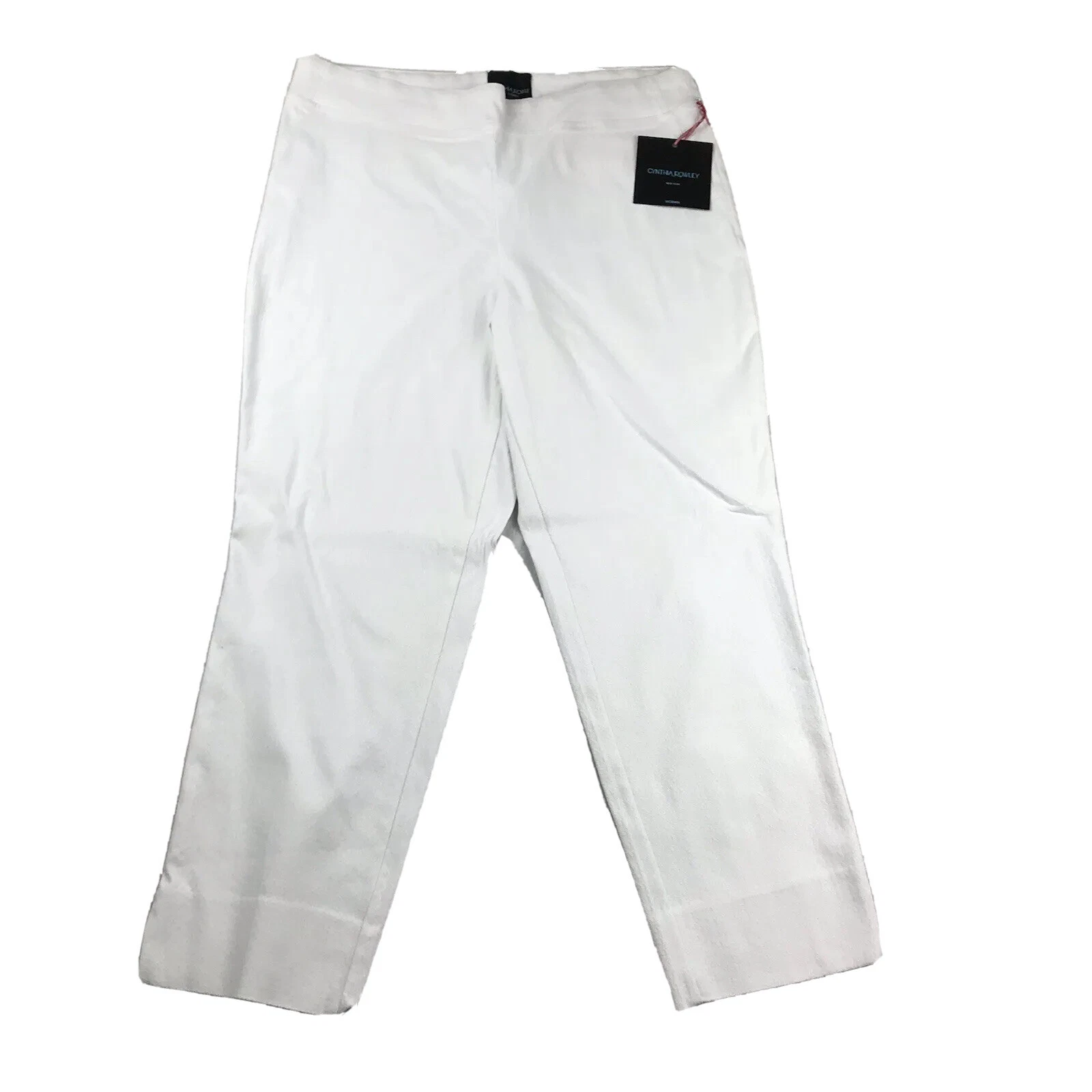 Cynthia Rowley Pants Womens 18W White Stretch Straight Lightweight Pull On NWT