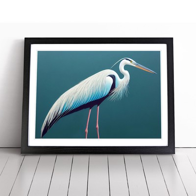 Üppiger Reiher Vogel Wandbild Kunstdruck gerahmt Leinwand Bild Poster Deko Wohnzimmer