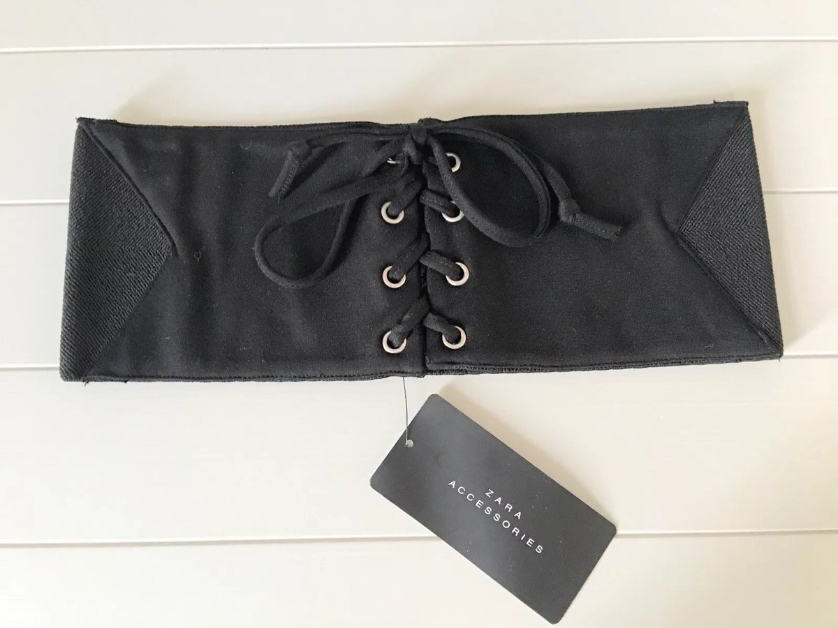 Zara Black Corset Belt with Silver Eyelets ZARA STUDDED LEATHER CORSET BELT BLACK METAL BUCKLE... | Depop main image 4