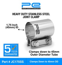 1.75 45mm Exhaust Joint Band Clamp 304 Stainless Steel Butt Coupler Sleeve
