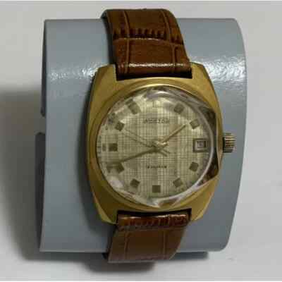 vintage Men's wristwatch Vostok USSR 2409A embossed in gold plated