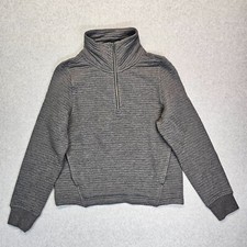 Athleta Woman s Ottoman Rib 1/4 Zip Soft Gray Pullover Sweatshirt Medium
