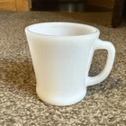 Vintage Fire King Anchor Hocking White  D-Handle Coffee Cup Mug-1940s
