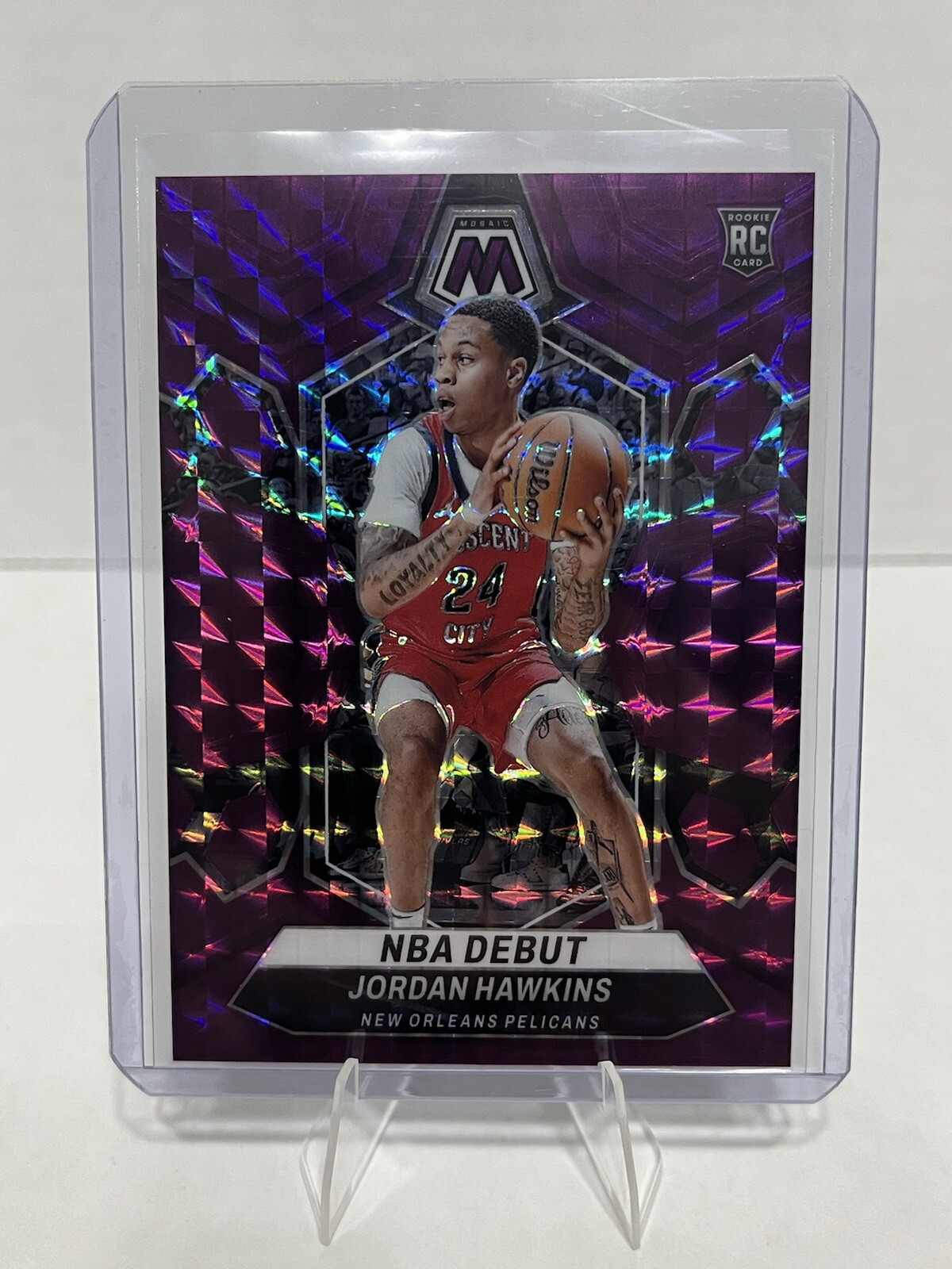 2023-24 Panini Mosaic - Jordan Hawkins #253 Purple Mosaic NBA Debut /99