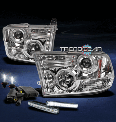 03-06 SILVERADO PICKUP HALO LED CHROME PROJECTOR HEAD LIGHTS+AMBER BUMPER+6K HID