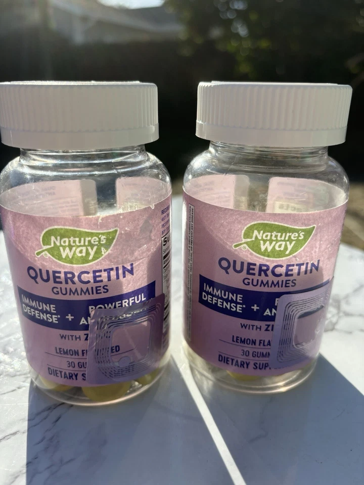 2pk GOMITAS Natures Way QUERCETINA + Zinc Defensa Inmune Antioxidante Limón Foto 2 de 2