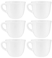 6 x Kaffeetassen Teetassen Set 250ml neutral weiß mit Henkel Kaffeebecher Tassse