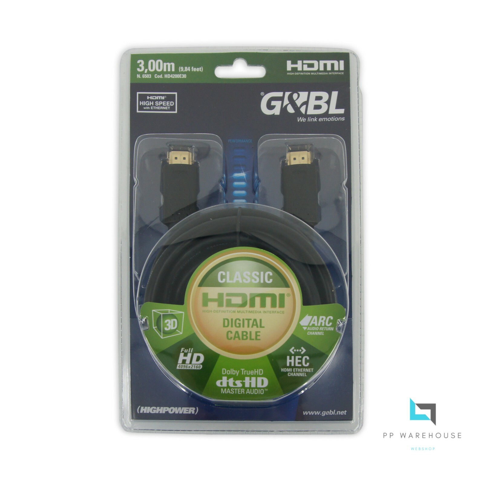 Thumbnail - G&bl High-speed Premium Hdmi-kabel Ultra Hd 4k 3d Arc Hec Ethernet 3m,