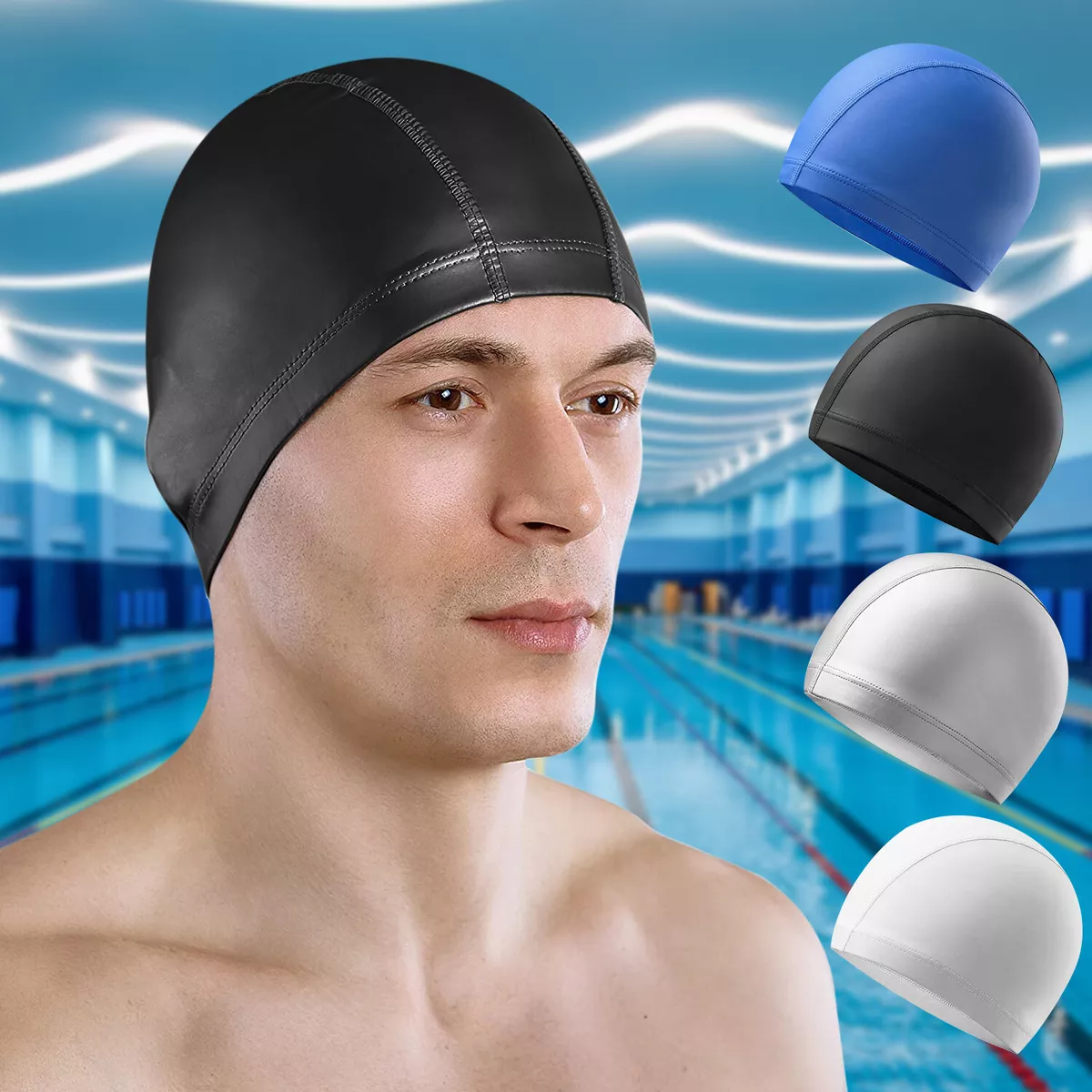 Silicone Swimming Cap Waterproof Swim Pool Hat For Adult Men Women