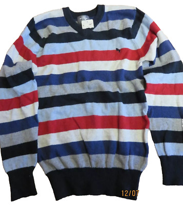 H & M LOGG cotton/wool/nylon striped unisex V-neck sweater size 13-14 year NWT