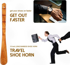 Premium Wooden Shoe Horn, 2 PCS Shoehorns Durable, 13" Long Handle Shoe horns...