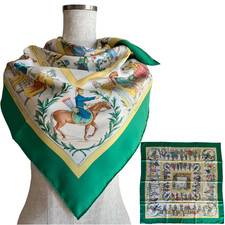 HERMES Carre 90 "COSTUMES CIVILS ACTUELS" 100 Silk Scarf Vintage Rare Cleaned