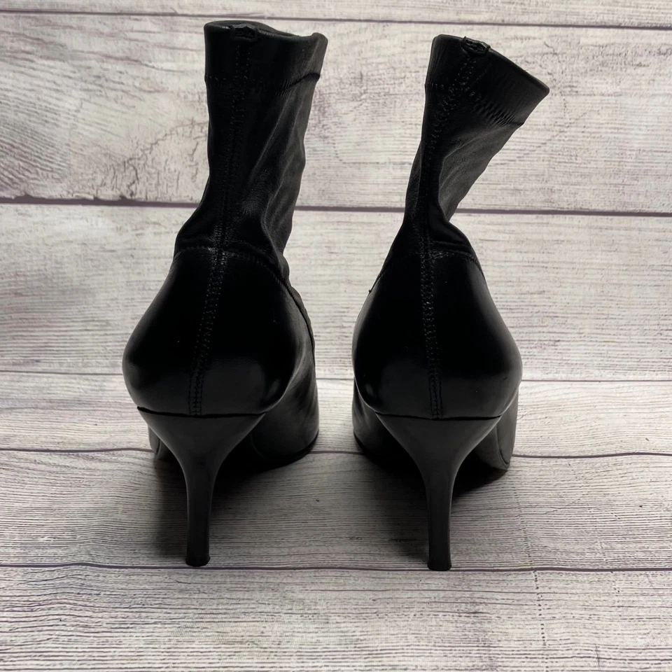 Botines Calcetín Cole Haan Cuero Negro Punta Gatito Tacón Talla 8 Hechos en Italia Foto 3 de 4