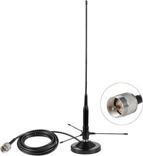 UHF VHF Dual Band 136-174MHz 400-470MHz Base Magnetica Supporto Soft Whip Antenna...