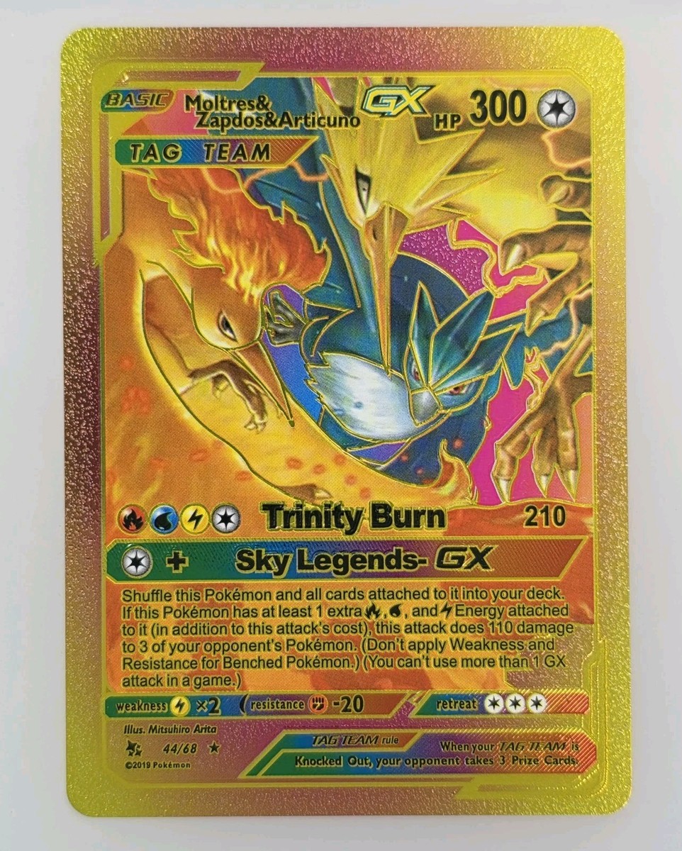 Pokémon Moltres Zapdos Articuno GX Tag Team Rainbow Foil Fan Art