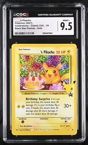 Birthday Pikachu 24 Celebrations Classic Holo Pokemon CGC 9.5 Mint+ *004