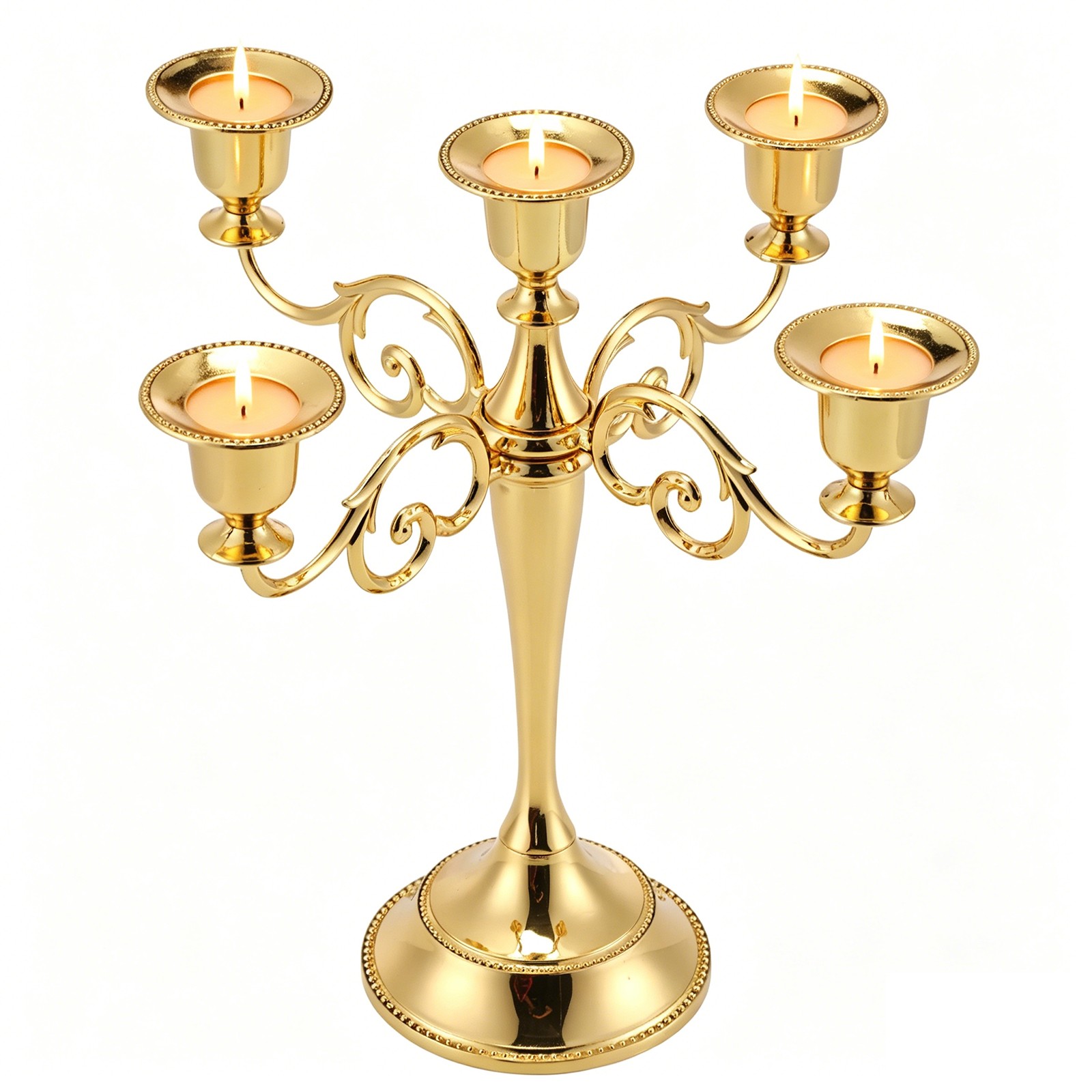 10.63 Inch Candelabra Candle Holders 5 Arm Metal Candlestick Stand for Candles