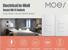 Moe’s WiFi Smart Light Switch-Alexa-Google Asst-Remote-Fam Share-Voice-Timer NIB