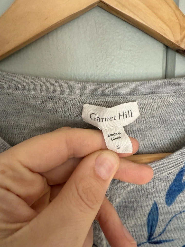 Cárdigan Suéter Granate Hill S Pequeño Firma Eco Lana Merino Floral Azul Gris Foto 3 de 4